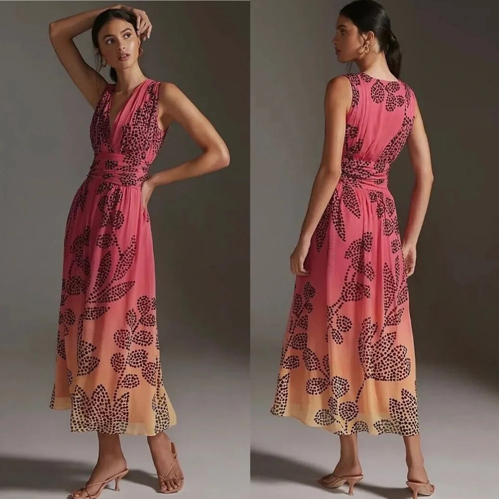 Anthropologie Verb by Pallavi Singhee V-Neck Ombre Maxi Dress - Picture 1 of 8